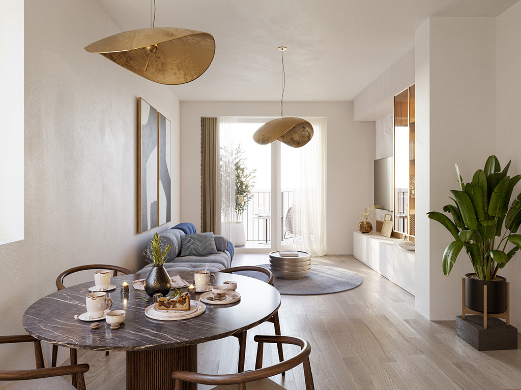 Living room + 2 bedrooms